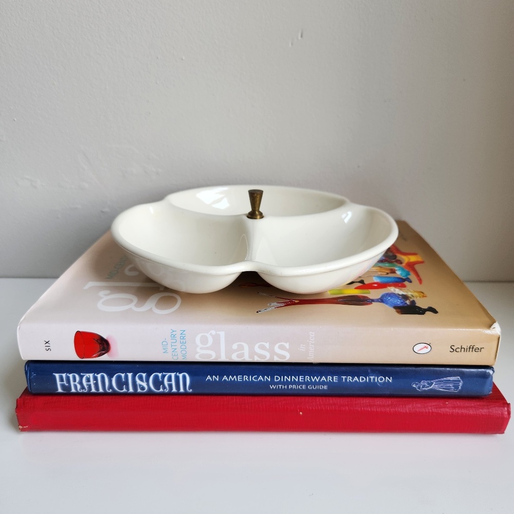 Vintage Mid Century Divided Dish White Cream